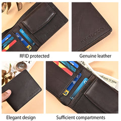 Hayes London | Stud Brown Genuine Leather Wallet for Men - RFID Blocking, Slim Bifold Wallet with 8 Compartments