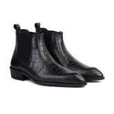 Hayes London | Pablo Cuban Chelsea Boots – Black Croc-Textured Genuine Leather Men’s Boots