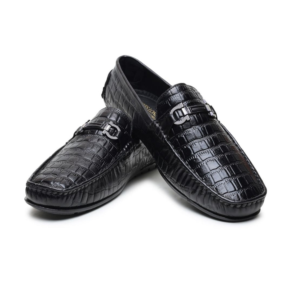 Hayes London | Cruze Driving Loafers – Black Croco Genuine Leather Men’s Shoes