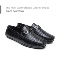 Hayes London | Cruze Driving Loafers – Black Croco Genuine Leather Men’s Shoes