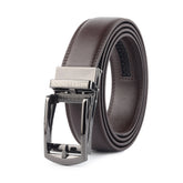 Hayes London | Vanguard Auto-Lock No-Hole Genuine Leather Belt for Men – Micro-Adjustable Smart Ratchet Belt for Formal & Business Wear (Brown with Grey Buckle)