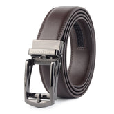 Hayes London | Vanguard Auto-Lock No-Hole Genuine Leather Belt for Men – Micro-Adjustable Smart Ratchet Belt for Formal, Office & Casual Wear (Plain Brown Leather & Grey Buckle)