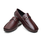 Hayes London | Torque Driving Loafers – Brown Woven Embossed Genuine Leather Men’s Shoes