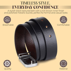 Cronos Wild Black & Brown Italian Leather Reversible Belt for Men – Silver Buckle