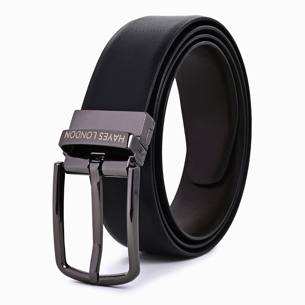 Hayes London | Italian Leather Reversible Black & Brown Belt For Men (Leather Texture: Braided)