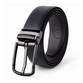 Hayes London | Reversible Black & Brown Vegan Leather Belt For Men (Leather Texture: Honeycomb)