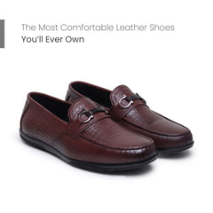 Hayes London | Jaxon Horsebit Loafers – Brown Croco Genuine Leather Men’s Shoes