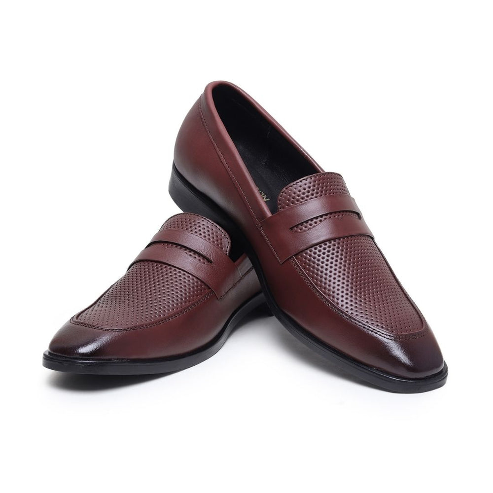 Hayes London | Windsor Brown Formal Penny Loafers for Men – Genuine Leather Dotted Slip-On Shoes for Office & Party Wear