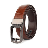 Hayes London | Sparta Grey Auto-Lock No-Hole Genuine Leather Belt for Men – Micro-Adjustable Smart Ratchet Belt for Formal, Office & Business Wear(Textured Brown)