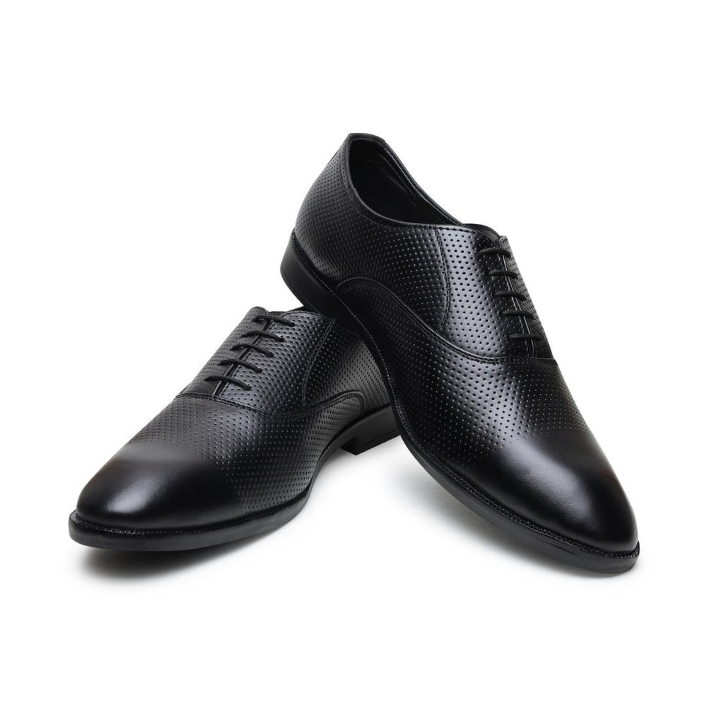 Hayes London | Troy Oxford Shoes – Black Perforated Genuine Leather Men’s Office Shoes