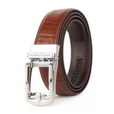 Hayes London | Sparta Silver Auto-Lock No-Hole Genuine Leather Belt for Men – Micro-Adjustable Smart Ratchet Belt for Formal & Business Wear (Textured Brown)