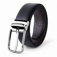 Hayes London | Reversible Black & Brown Vegan Leather Belt For Men (Leather Texture: Honeycomb)