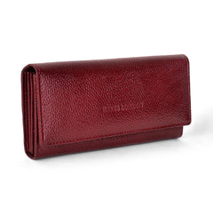 Hayes London | Cherry Genuine Leather Bi-Fold Clutch For Women (Leather Texture: Classic & Color: Cherry)
