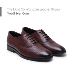 Hayes London | Troy Oxford Shoes – Brown Perforated Genuine Leather Men’s Office Shoes