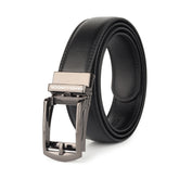 Hayes London | Vanguard Grey Auto-Lock No-Hole Genuine Leather Belt for Men – Micro-Adjustable Smart Ratchet Belt for Formal, Office & Executive Wear (Plain Black)