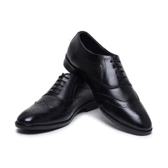 Hayes London | Monarch Wingtip Brogues – Black Perforated Genuine Leather Men’s Shoes