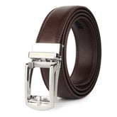 Hayes London | Vanguard Auto-Lock No-Hole Genuine Leather Belt for Men – Micro-Adjustable Smart Ratchet Belt for Formal, Office & Casual Wear (Plain Brown Leather & Silver Buckle)