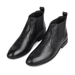Hayes London | Griffin Chelsea Boots – Black Textured Genuine Leather Men’s Shoes
