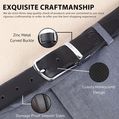 Hayes London | Reversible Black & Brown Vegan Leather Belt For Men (Leather Texture: Honeycomb)