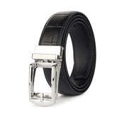 Hayes London | Sparta Silver Auto-Lock No-Hole Genuine Leather Belt for Men – Micro-Adjustable Smart Ratchet Belt for Formal & Business Wear (Textured Black)