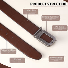 Hayes London | Cronos Viper Black & Brown Italian Leather Reversible Belt for Men – Grey Buckle