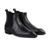 Hayes London | Kingsley Cuban Chelsea Boots – Black Textured Genuine Leather Men’s Boots