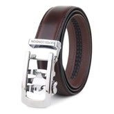 Hayes London | Auto-Lock Genuine Leather Brown Belt for Men | Premium Micro-Adjustable No-Hole Belt (Leather Texture: Plain)