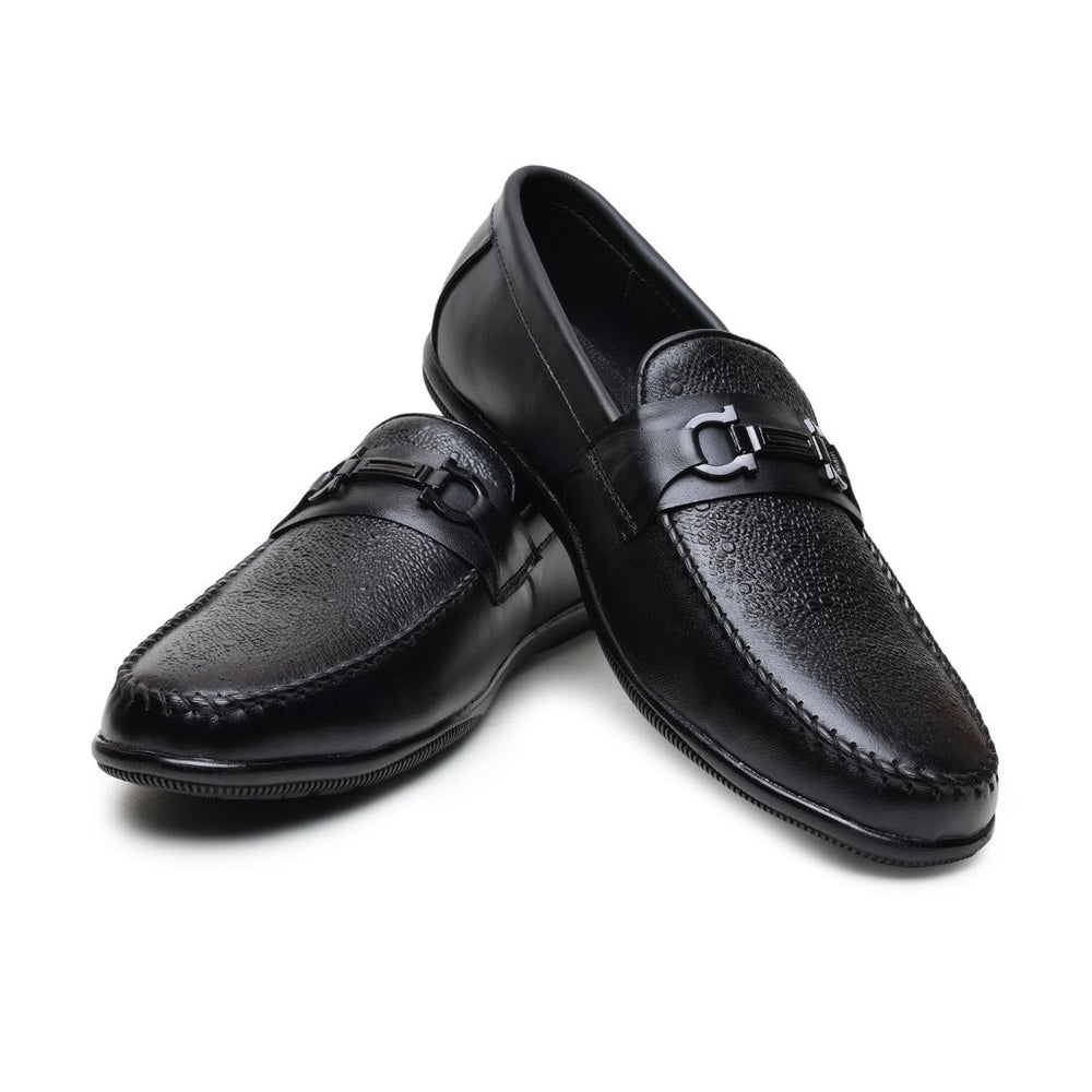 Hayes London | Falcon Horsebit Loafers – Black Pebbled Genuine Leather Men’s Shoes