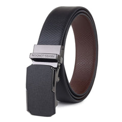 Hayes London | Italian Leather Reversible Black & Brown Auto-Lock Belt for Men, Micro-Adjustable No-Hole Belt (Leather Texture: Viper)