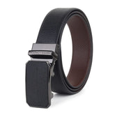 Hayes London | Italian Leather Reversible Black & Brown Auto-Lock Belt for Men, Micro-Adjustable No-Hole Belt (Leather Texture: Viper)