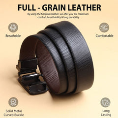 Hayes London | Italian Leather Reversible Black & Brown Auto-Lock Belt for Men, Micro-Adjustable No-Hole Belt (Leather Texture: Viper)