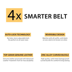 Hayes London | Italian Leather Reversible Black & Brown Auto-Lock Belt for Men, Micro-Adjustable No-Hole Belt (Leather Texture: Viper)