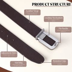 Cronos Braided Black & Brown Italian Leather Reversible Belt for Men – Silver Buckle
