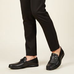 Hayes London | Dune Horsebit Loafers – Black Perforated Genuine Leather Men’s Shoes