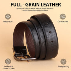 Hayes London | Italian Leather Reversible Black & Brown Belt For Men with Black & Gold Buckle (Leather Texture: Viper)