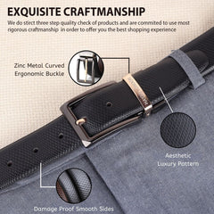 Hayes London | Italian Leather Reversible Black & Brown Belt For Men with Black & Gold Buckle (Leather Texture: Viper)