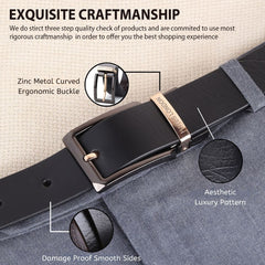 Hayes London | Reversible Black & Brown Genuine Leather Belt For Men with Black & Gold Buckle (Leather Texture: Wild)