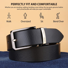 Hayes London | Reversible Black & Brown Genuine Leather Belt For Men with Black & Gold Buckle (Leather Texture: Wild)