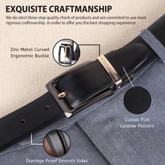 Hayes London | Italian Leather Reversible Black & Brown Belt For Men with Black & Gold Buckle (Leather Texture: Plain)