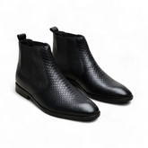 Hayes London | Hawk Chelsea Boots – Black Textured Genuine Leather Men’s Shoes