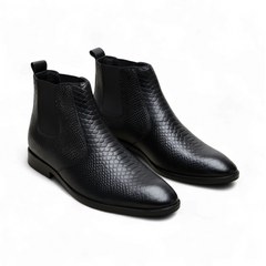 Hayes London | Hawk Chelsea Boots – Black Textured Genuine Leather Men’s Shoes
