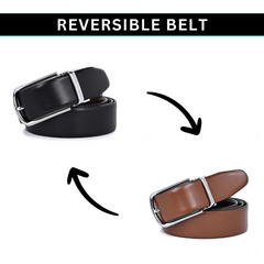 Hayes London | Italian Leather Reversible Black & Brown Belt For Men (Leather Texture: Plain)