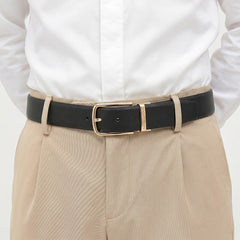 Hayes London | Italian Leather Reversible Black & Brown Belt For Men (Leather Texture: Braided)