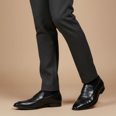 Hayes London | Milan Black Formal Penny Loafers for Men – Genuine Leather Croco Slip-On Shoes for Office & Party Wear