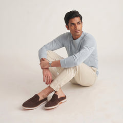 Hayes London | Riviera Brown - Italian Suede Leather Backless Slip-On Mule Loafers for Men – Casual Summer-Walk Half Shoes