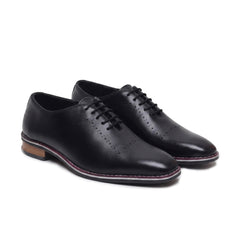 Hayes London | Shelby Wholecut Oxford Shoes – Black Plain Genuine Leather Men’s Shoes