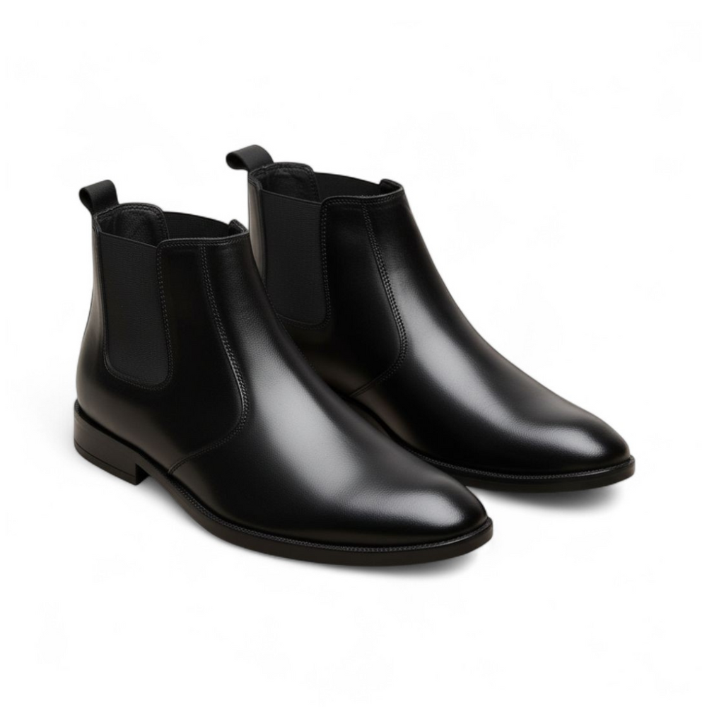 Hayes London | Strider Chelsea Boots – Black Plain Genuine Leather Men’s Shoes