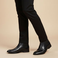 Hayes London | Strider Chelsea Boots – Black Plain Genuine Leather Men’s Shoes