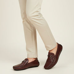 Hayes London | Torque Driving Loafers – Brown Woven Embossed Genuine Leather Men’s Shoes