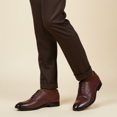 Hayes London | Troy Oxford Shoes – Brown Perforated Genuine Leather Men’s Office Shoes